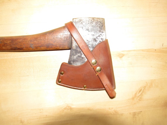 Leather Ax sheath, quality custom crafted sheath, custom replacement ax mask.