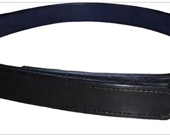 Belt, Leather No Buckle belt, 1 1/2" leather Gun Range Belt and/or Instructors Carry Belt.  Handcrafted double layer, Premium Leather keeper