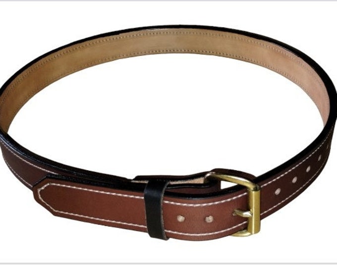 Belt, 1 1/2" Leather double leather belt, belt with roller Buckle and handmade keeper.