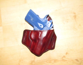 Leather Holster for 1911 Compact, 3" barrel, custom crafted from premium leather for EDC, OWB
