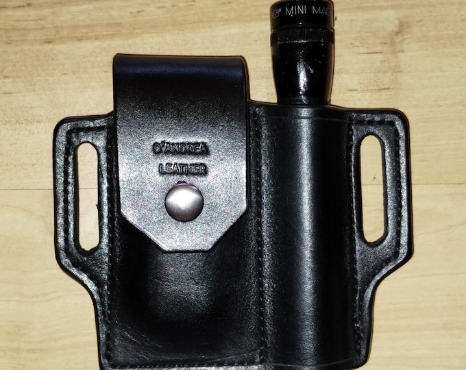 Handcrafted Leather Sheath for Leatherman Free P4 and Mini Maglite