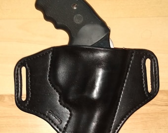 CEBECI Black Leather OWB Open Top Belt Holster for CHARTER ARMS PATHFINDER 4.2" 