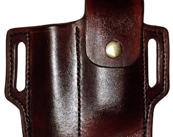 Leather Sheath, handcrafted to Leatherman© Supertool Sheath and Mini Maglite, custom supertool Case, custom Mini Mag Leather case, EDC