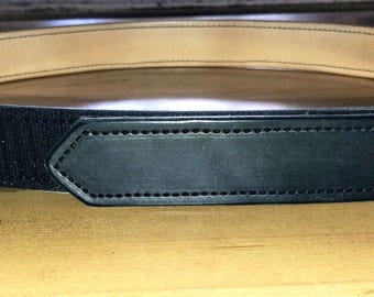 Leather buckleless Belt, musicians belt, leather Range Belt, Instructors Carry Belt.  Handcrafted double layer of Premium Leather with name