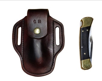 Buck 110 folding knife Leather Sheath, custom crafted sheath for Buck 110. Custom Case, Leather case, accessory for your belt, EDC, OWB