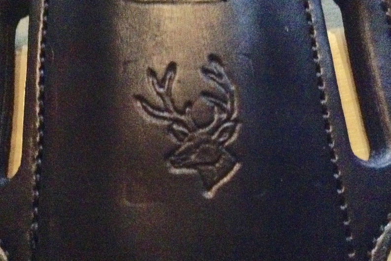 initials insignia cutout leather slides