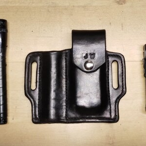 Handcrafted Leather Sheath for Leatherman OHT & Mini Maglite, Personalized with Initials for Free image 7