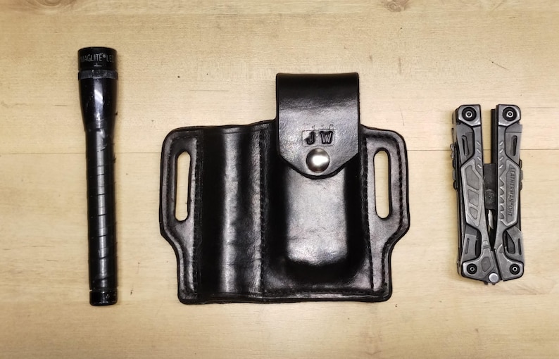 Handcrafted Leather Sheath for Leatherman OHT & Mini Maglite, Personalized with Initials for Free image 7