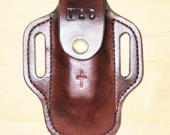 Wave Leather Sheath, Free initials Sheath for Leatherman© Wave, Custom Crafted 'short' Leather Sheath
