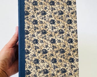Diario basura en blanco, tapa dura de tela, estilo vintage, libro hecho a mano, diario vacío, páginas teñidas con té