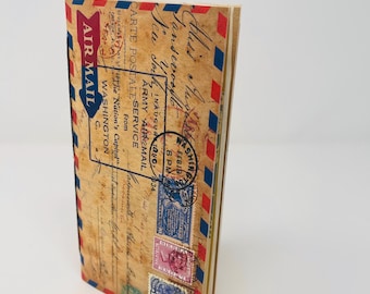 Travelers notebook insert, airmail theme junk journal, travel journal