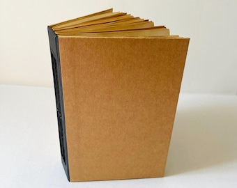 Junk journal, vintage style hardcover fabric spine, empty journal, blank book kraft cover