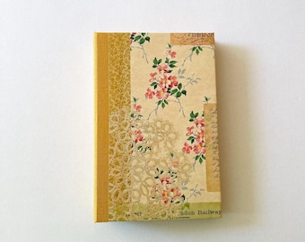 Junk Journal blank vintage style, Fabric Spine, Tea Dyed Paper empty book