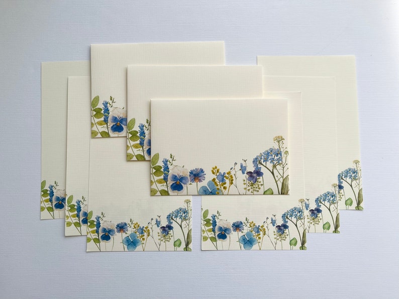 Blue Wildflower Letter Writing Set, Handmade Stationery Penpal Set - Etsy