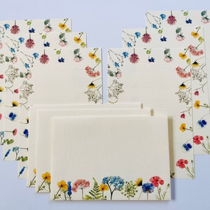 Wild flowers Letter writing set, spring theme, writing paper set, Handmade stationery