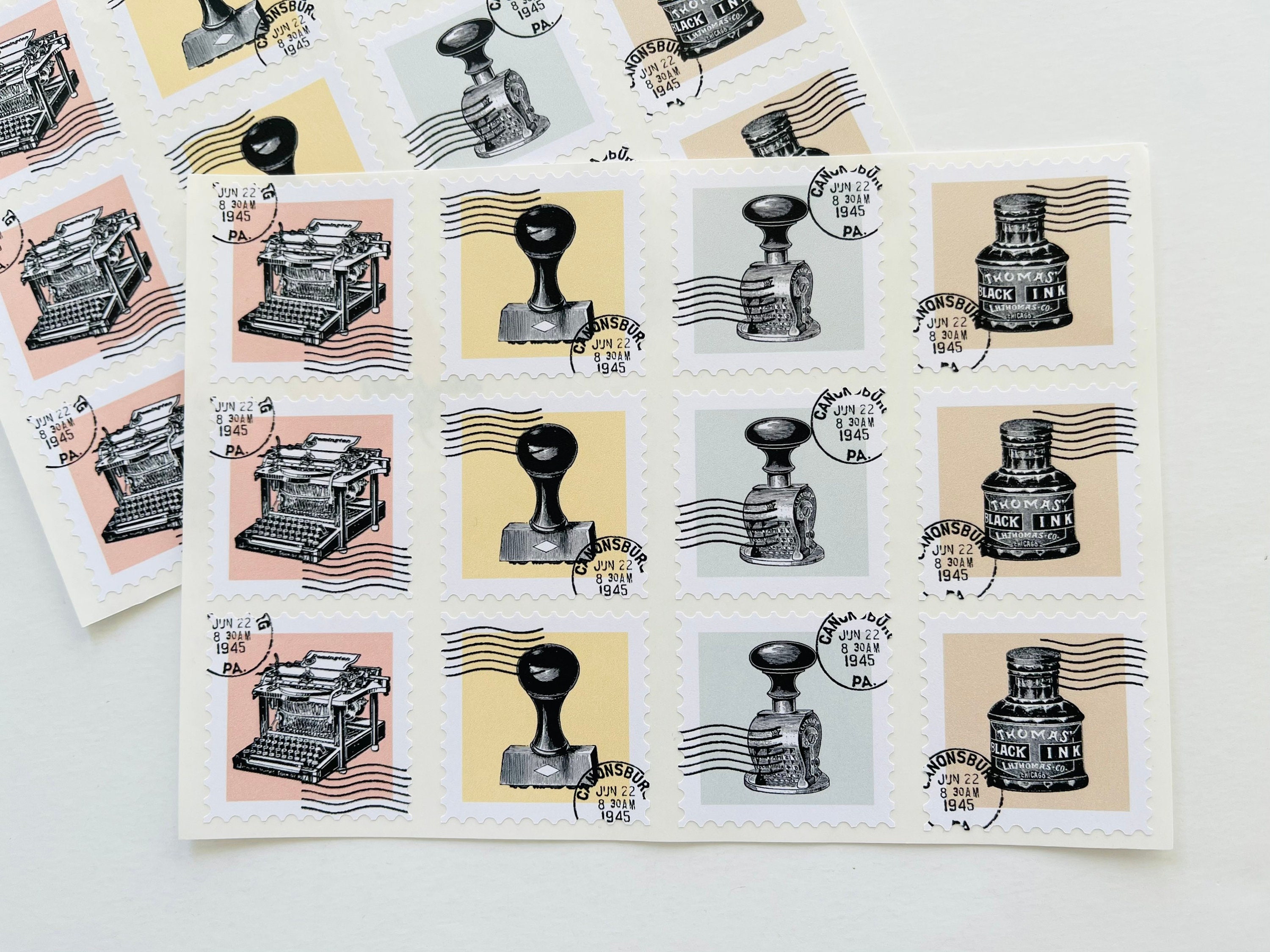Briefmarke Aufkleber Stempel Aufkleber Blätter faux | Etsy