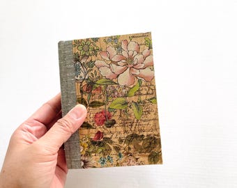 Small Vintage Style Junk Journal, blank tea dyed pages empty book journaling