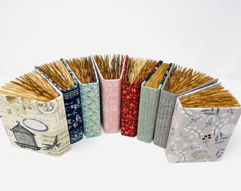 Small handmade book, vintage style journals, junk journal, tea dyed papers fabric cover