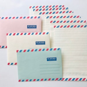 Airmail Letter writing set, Handmade stationery airmail theme envelopes and papers