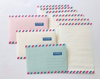 Airmail Letter writing set, Handmade stationery airmail theme envelopes and papers