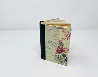 Small Blank junk journal, vintage style journal plain journal, hardcover fabric spine journal