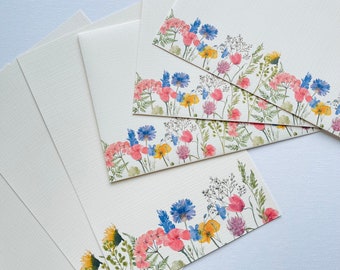 Wild flowers stationery, Letter writing set, Handmade stationery