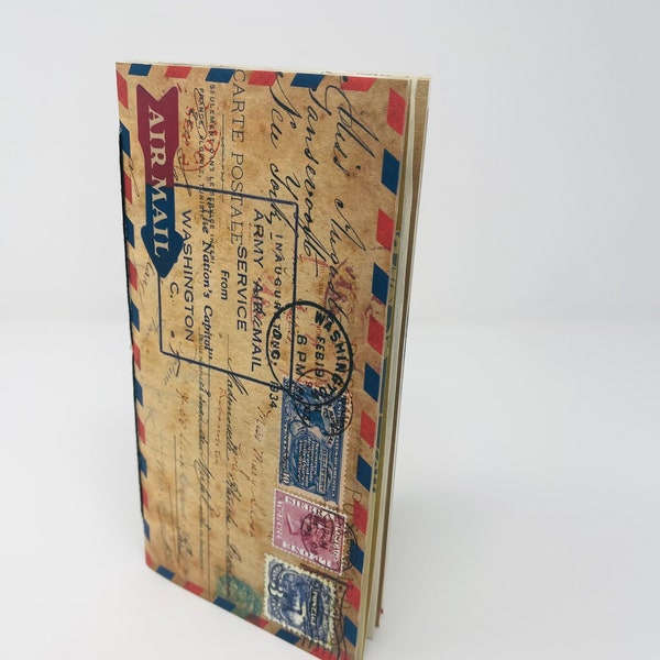 Encart pour carnet de voyage, carnet de voyage sur le thème de la poste aérienne, carnet de voyage