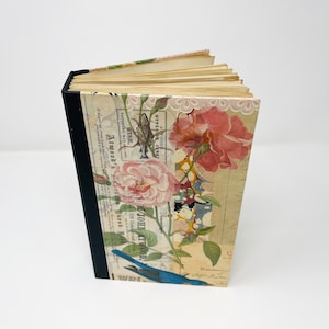 Blank junk journal, vintage style journal plain journal, hardcover fabric spine journal, empty journal