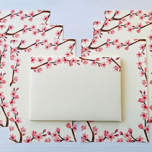 Juego de escritura con flores de cerezo, temática primaveral, juego de papel para escribir, juego de papelería