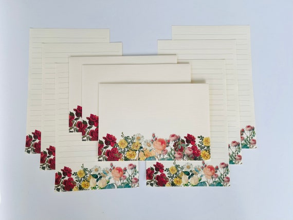 Roses Stationery Set: Handmade Floral Writing Paper & Envelopes