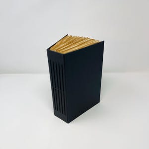 Blank junk journal, black cover plain handmade book hardcover, empty book journal