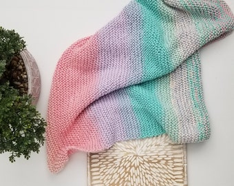 Hand Knit Ombre Baby Blanket