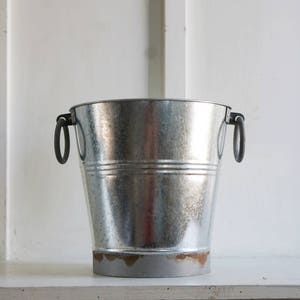 Bathroom Waste Baskets.Rustic. Galvanized. Iron Side Handles. Rustic Metal Bucket. Farmhouse Bathroom Waste Basket. Fixer Upper Bathroom