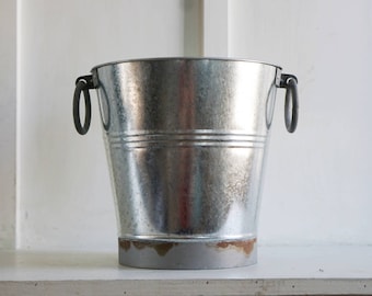 Bathroom Waste Baskets.Rustic. Galvanized. Iron Side Handles. Rustic Metal Bucket. Farmhouse Bathroom Waste Basket. Fixer Upper Bathroom
