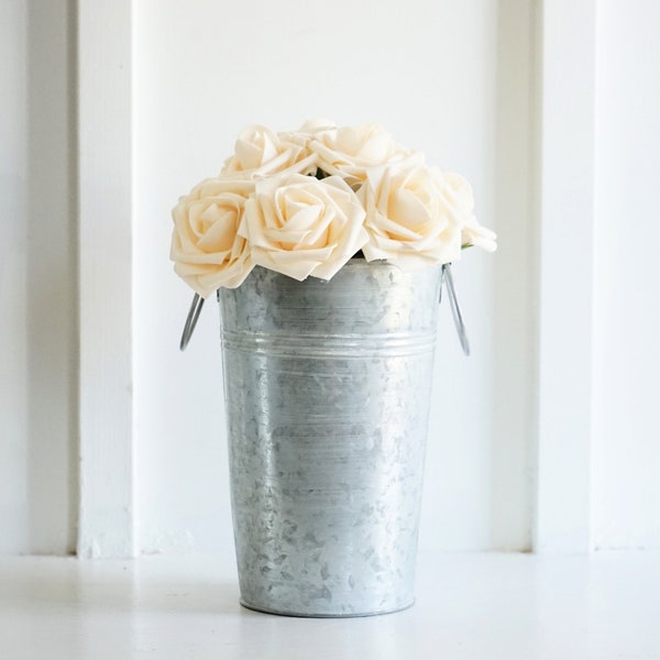 Galvanized Vase. Tall. Handles. Galvanized Planter. Tabletop Decor. Flower Container. Farmhouse Vase. Rustic Vase. Metal Vase. Fixer Upper