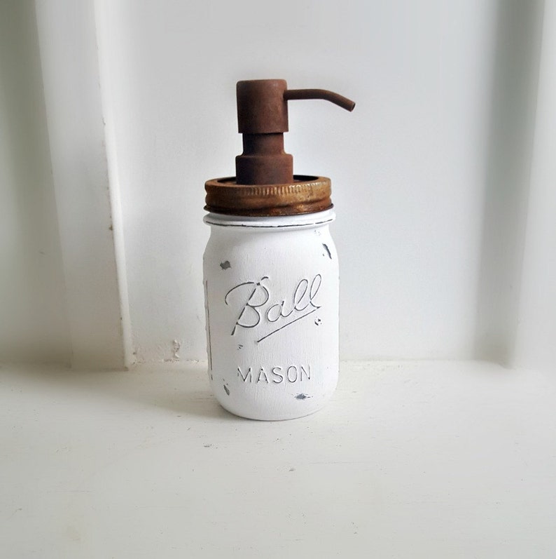 Mason Jar Bathroom Set. Rustic.white.3 Piece Bathroom Set. Etsy