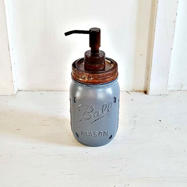 Mason Jar Bathroom Set. 4 Piece.rustic.grey. Galvinized Waste Etsy