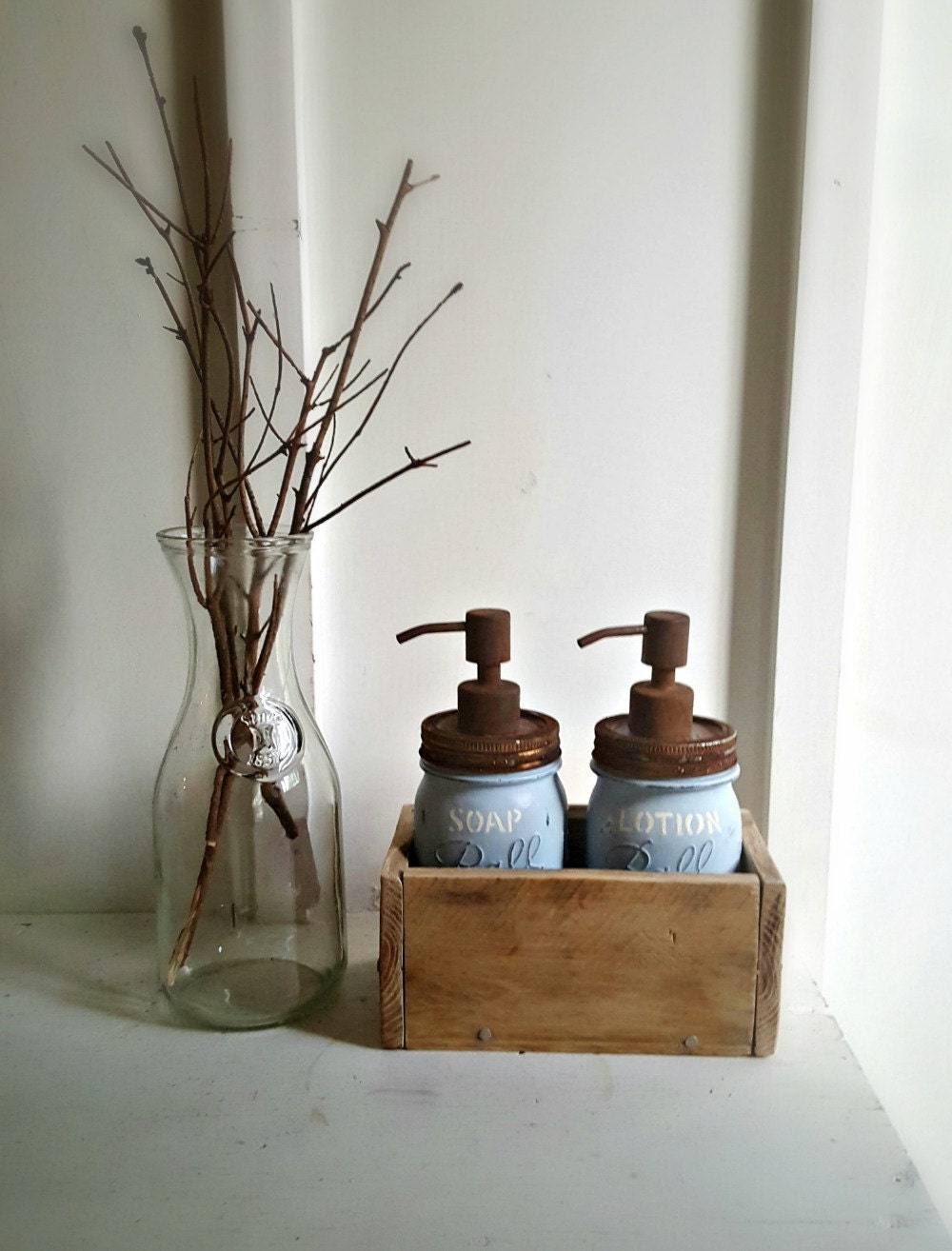 Reclaimed Wood Soap and Cream Bottle Tray , Custom Sized , Custom Made –  Sharon M for the Home