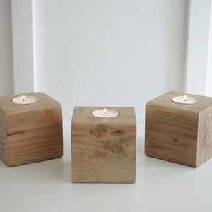 Rustic Wood Candle Holders. Set of Three. Tea Light. Block Candles. Farmhouse Candles. Rustic Candle Set. Farmhouse Decor. Rustic Decor