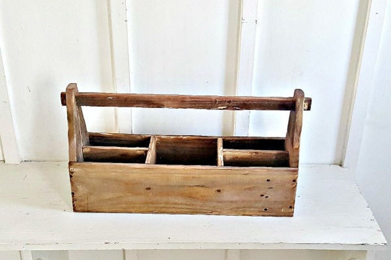 Rustic Wood Caddy. Natural Wood. WHITE. Farmhouse Wood Etsy