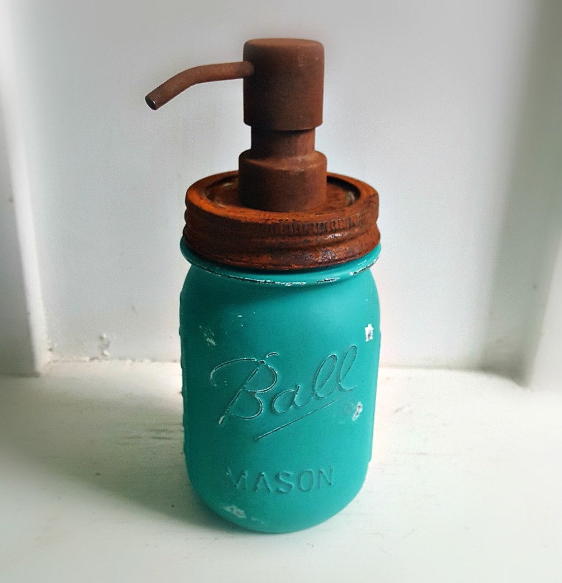 Mason Jar Bathroom Set. 4 Piece. Turquoise . Rustic. Farmhouse Etsy