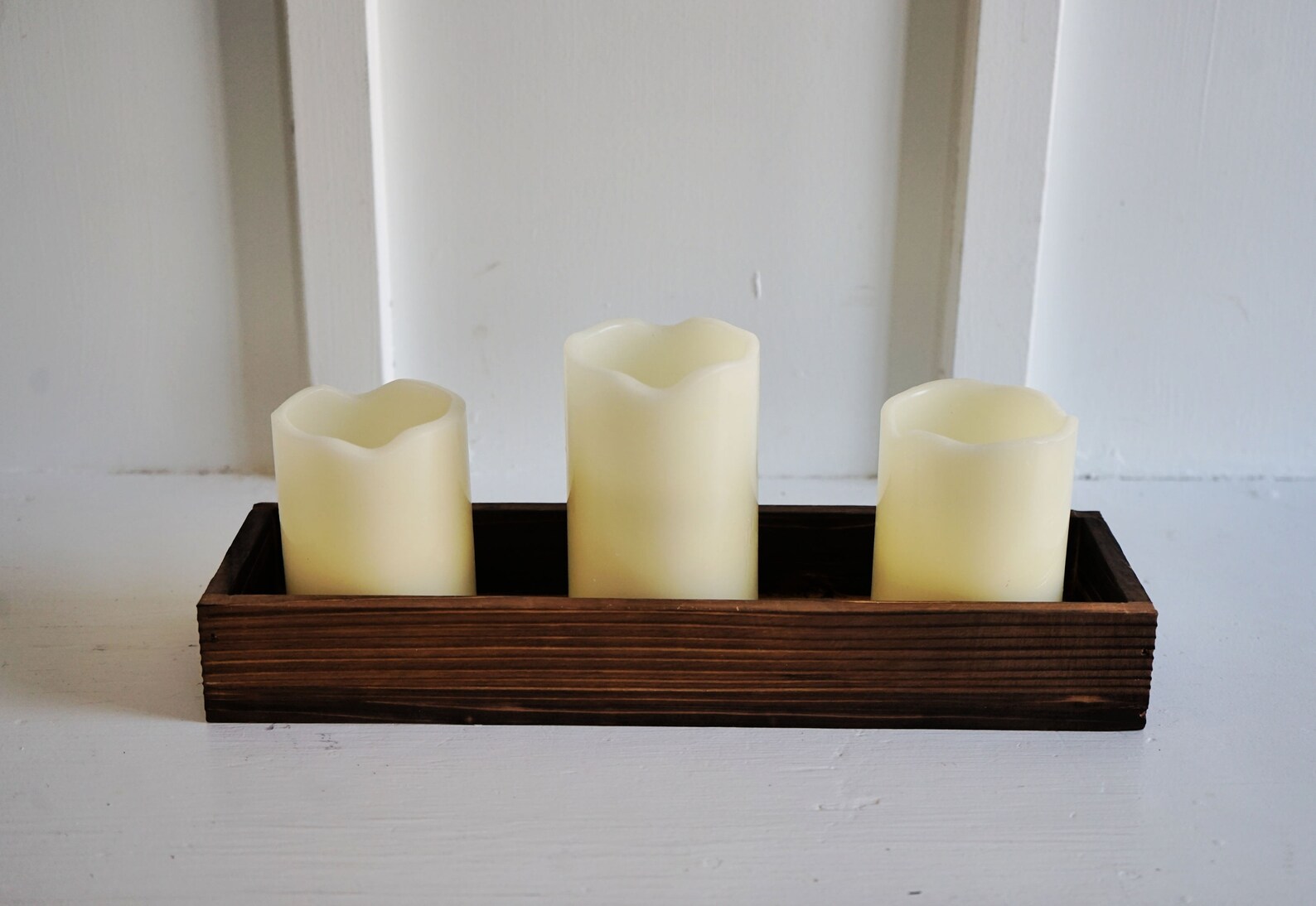 Wood Candle Tray. Rectangle. Aged Wood. Wood Container. Table Etsy