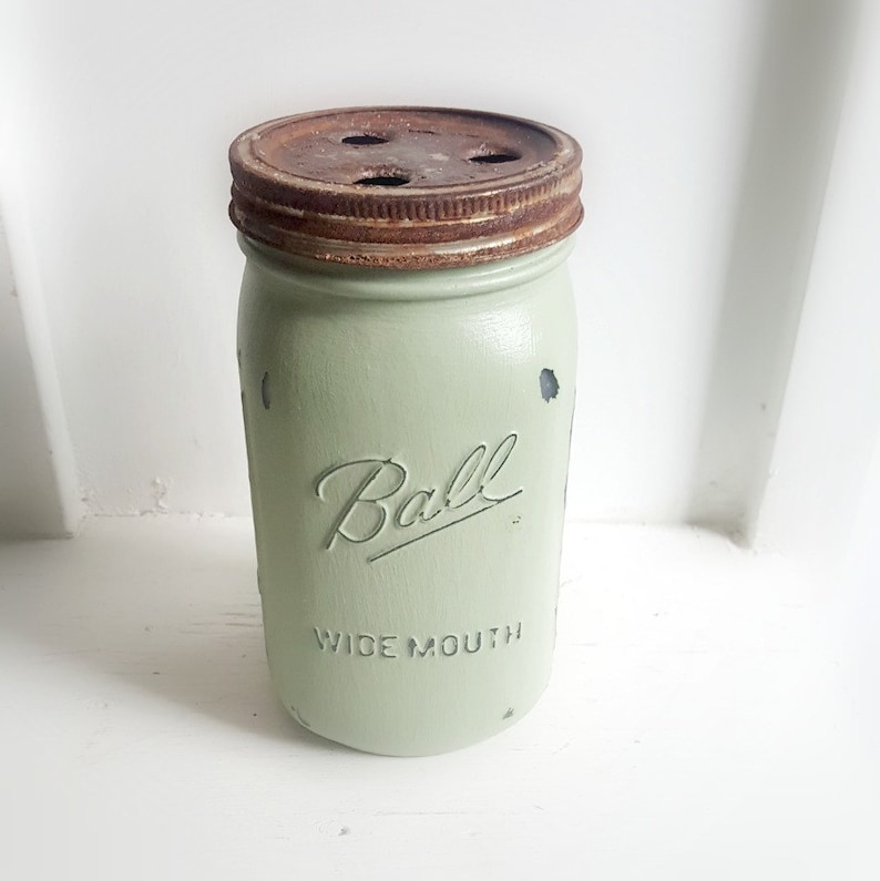 Rustic Sage 4 Piece Mason Jar Bathroom With Waste Basket Etsy