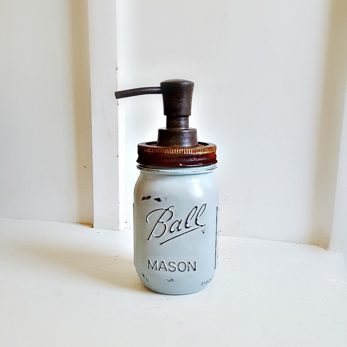 Rustic 5 Piece Mason Jar Bathroom Set.lightblue.rustic Mason Etsy