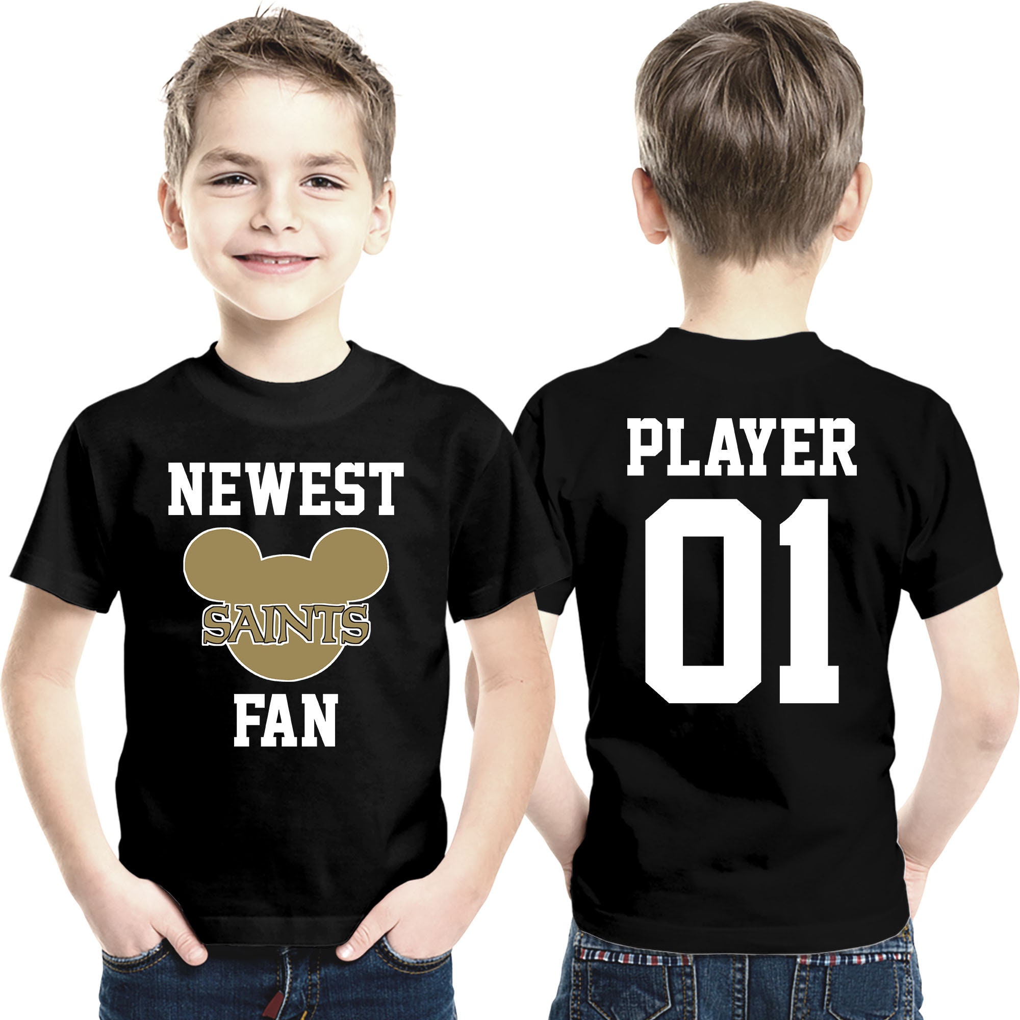 Kids Saints Newest Fan Mickey Shirt Personalized New Orleans 
