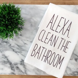 Funny Decorative Bathroom Towels| Alexa, Clean the Bathroom Hand Towel| Decorative Hand Towels| Funny Bathroom Decorative Towels| Bathroom