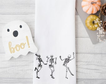 Halloween Dancing Skeleton Hand Towel| Fall Home Decor| Home Decor| Kitchen Towel| Halloween Towel| Halloween Hand Towel| Kitchen Decor