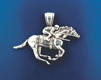 Race Horse, Pendent, large, Sterling Silver