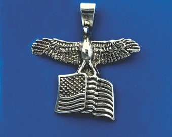 Eagle carrying Flag, Sterling Silver