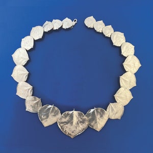 Aspen Leaf, Neckace, 15 1/4 inches long, Sterling Silver, Cast from molds of real Aspen Leaves